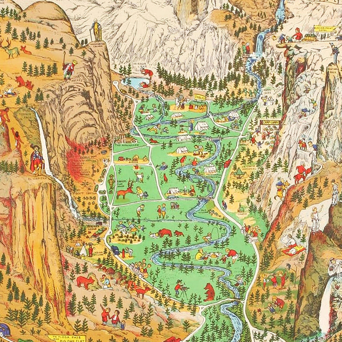 Vintage Map of Yosemite National Park 1931