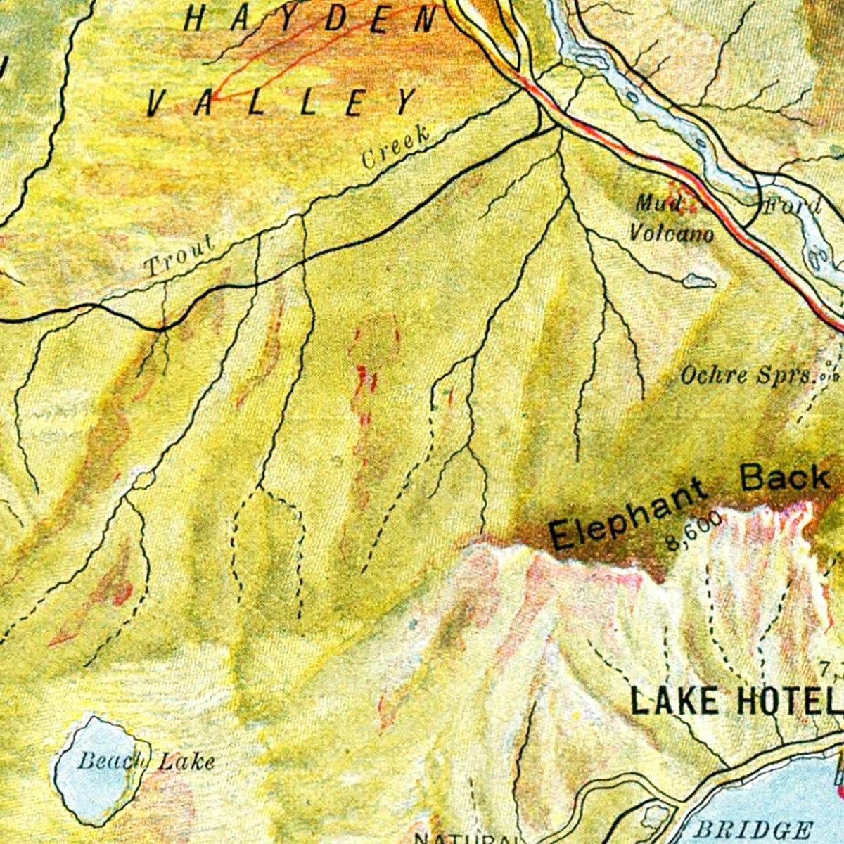 Vintage Map of Yellowstone National Park 1898