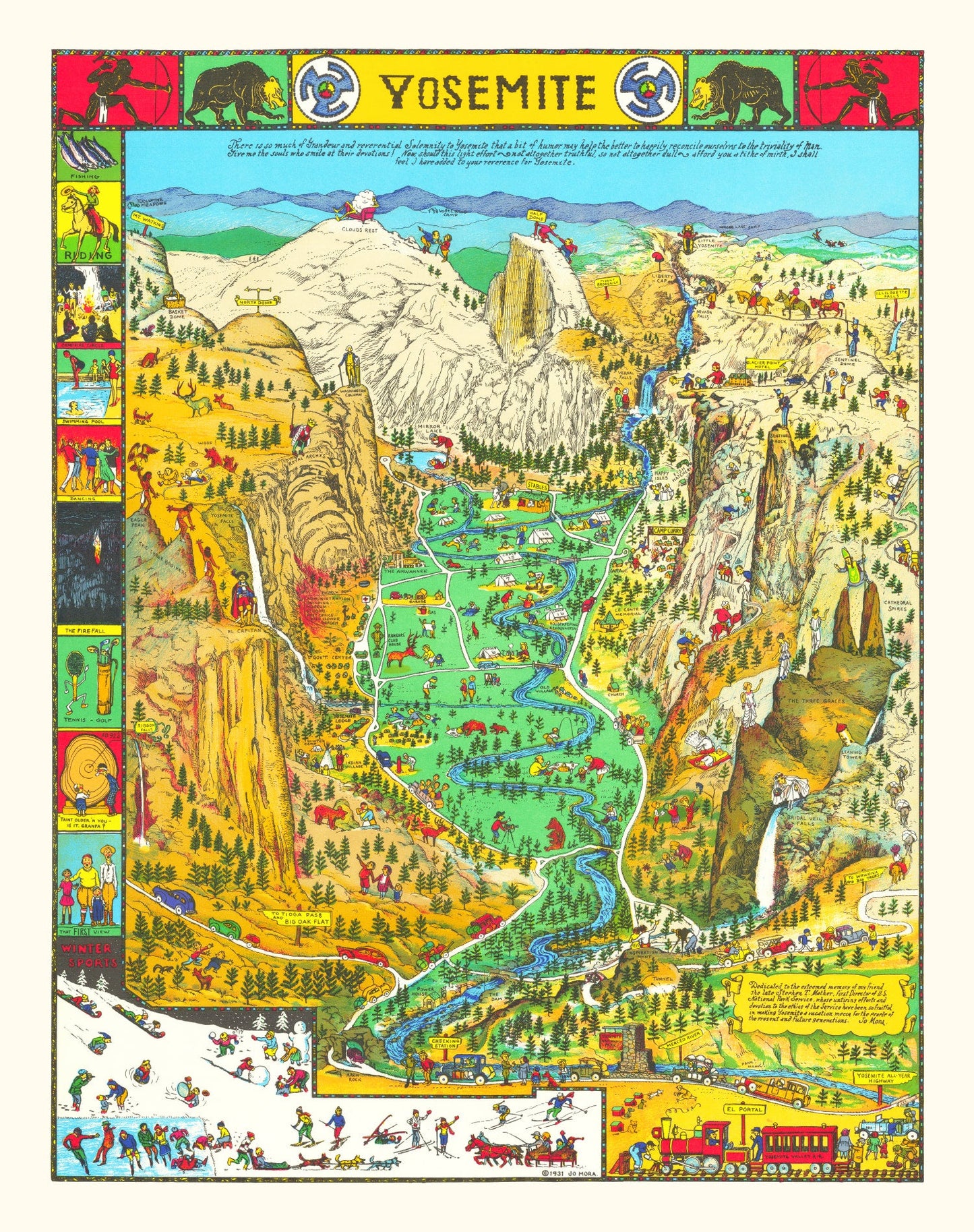 Vintage Map of Yosemite National Park, 1931