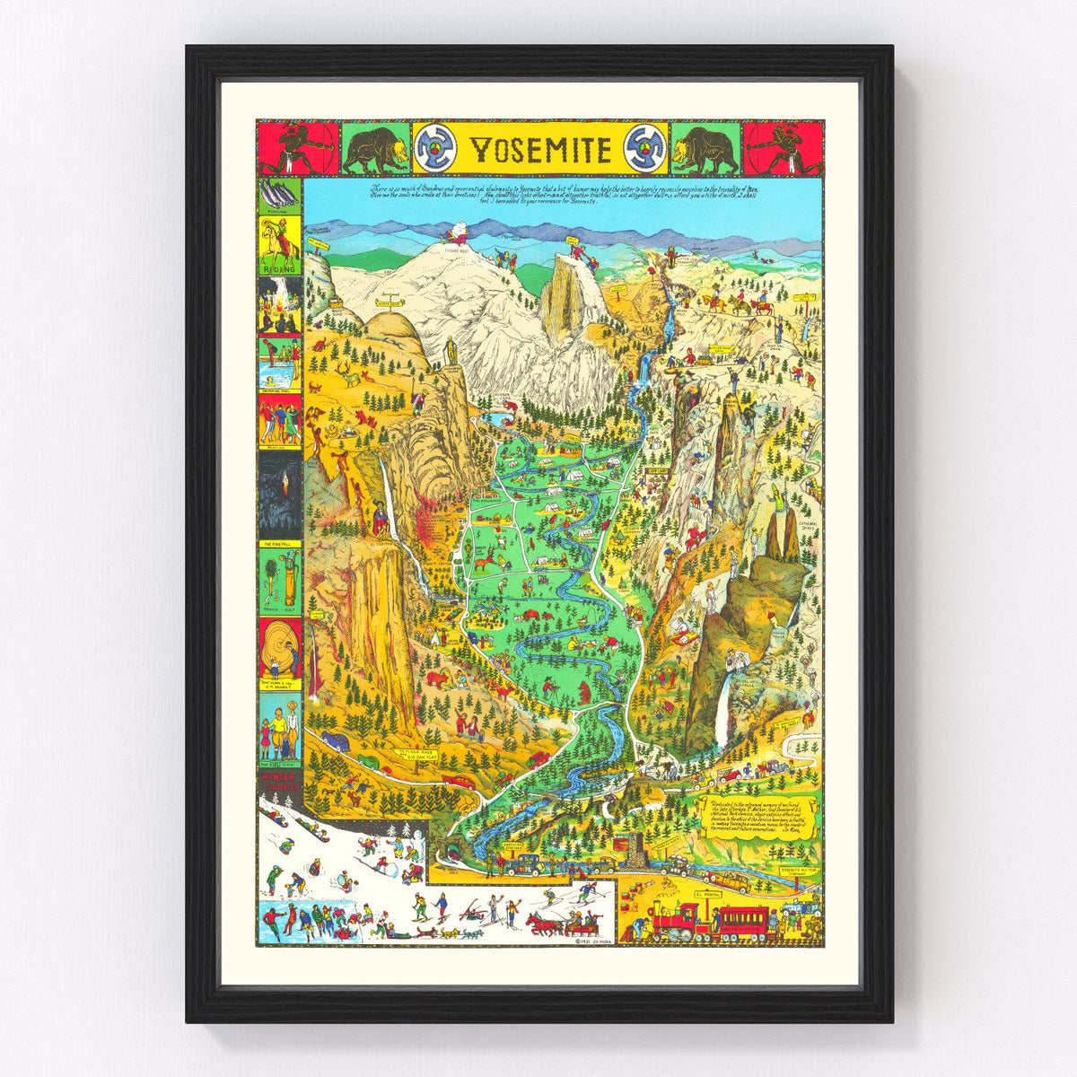 Vintage Map of Yosemite National Park, 1931