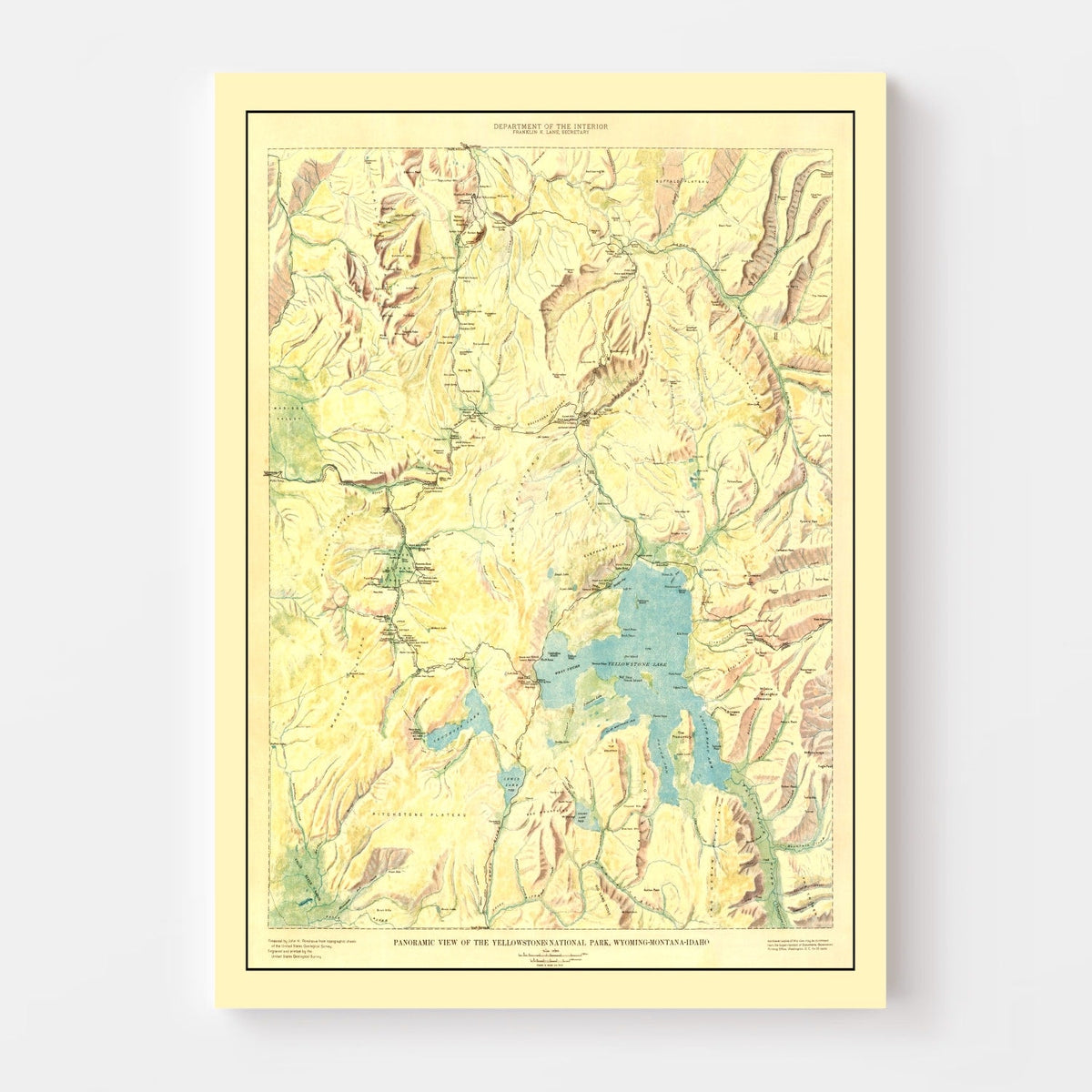 Vintage Yellowstone National Park Map 1915