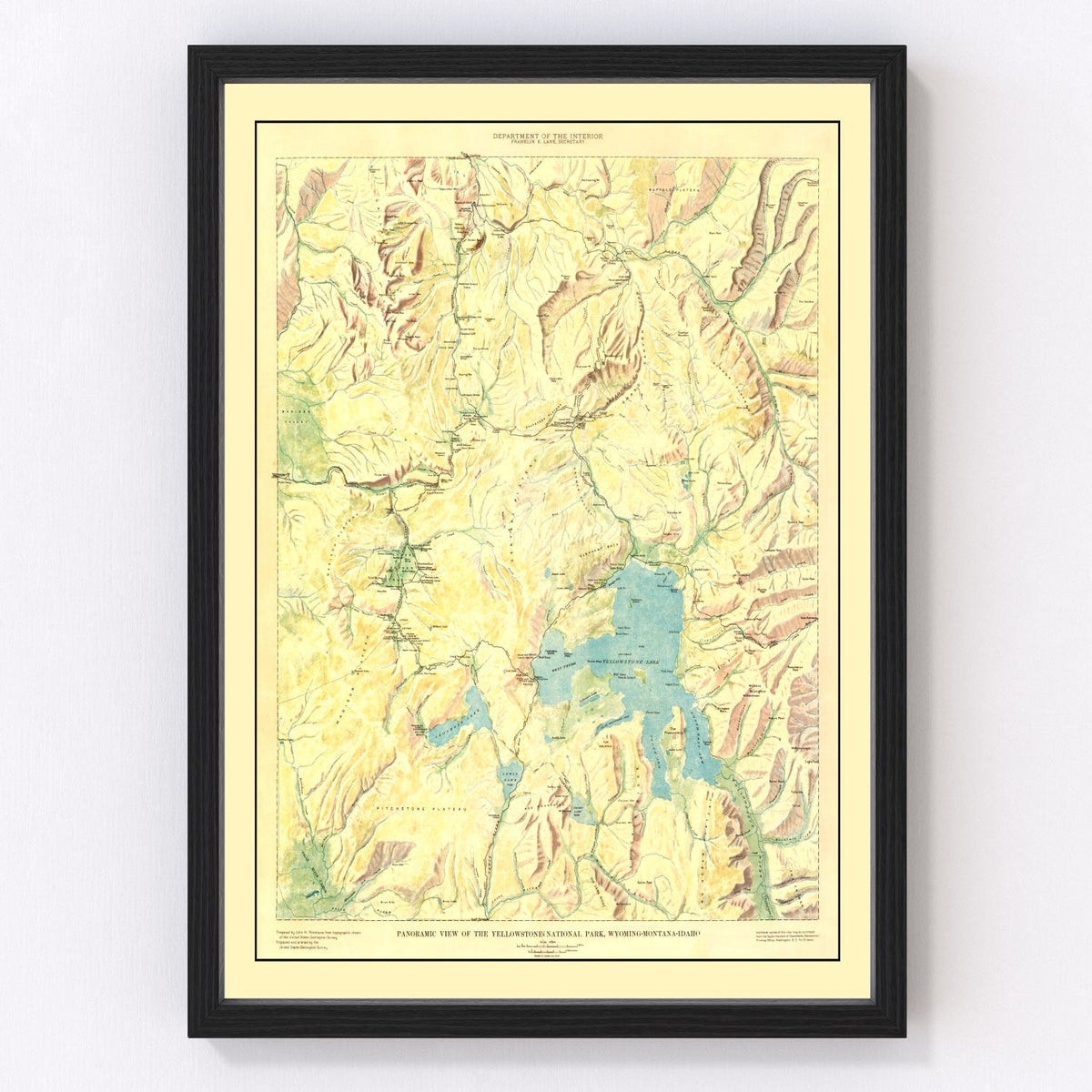 Vintage Yellowstone National Park Map 1915
