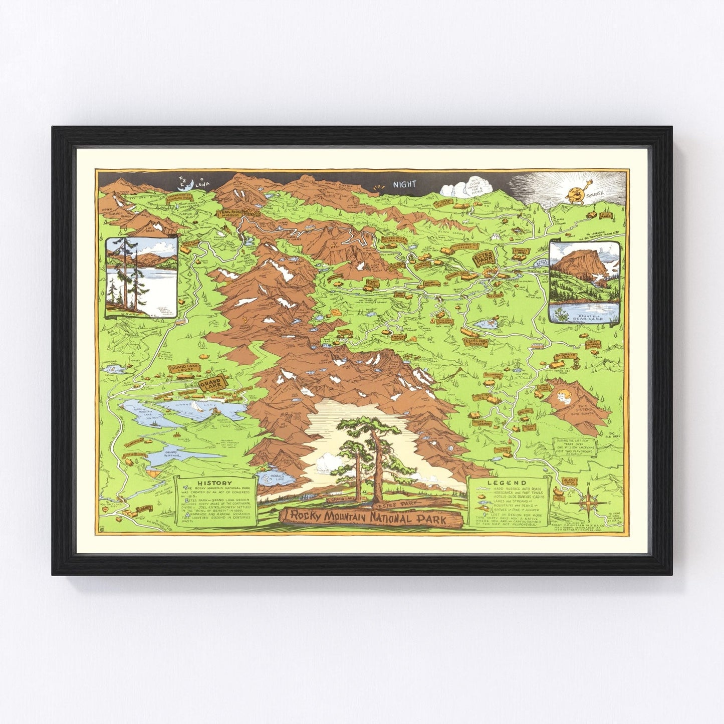 Vintage Map of Rocky Mountain National Park 1948