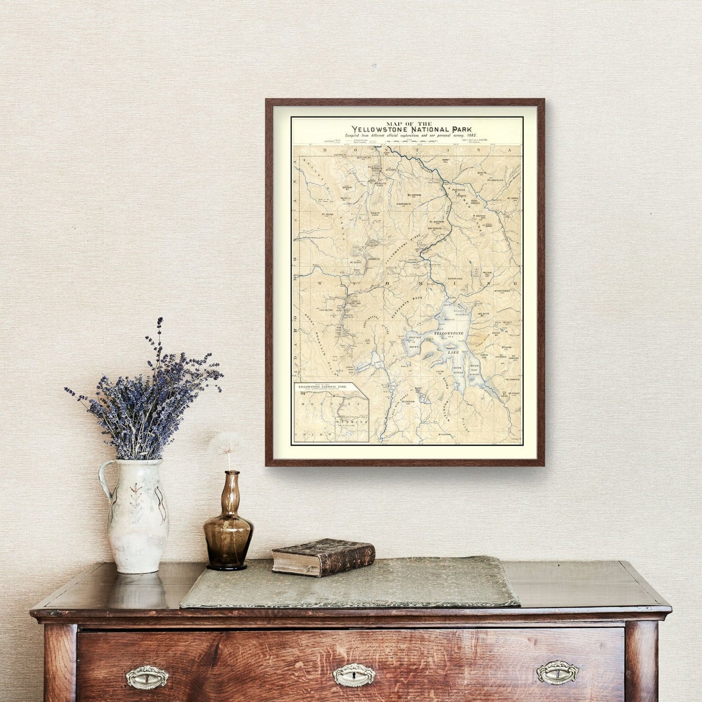 Vintage Yellowstone National Park Map 1882