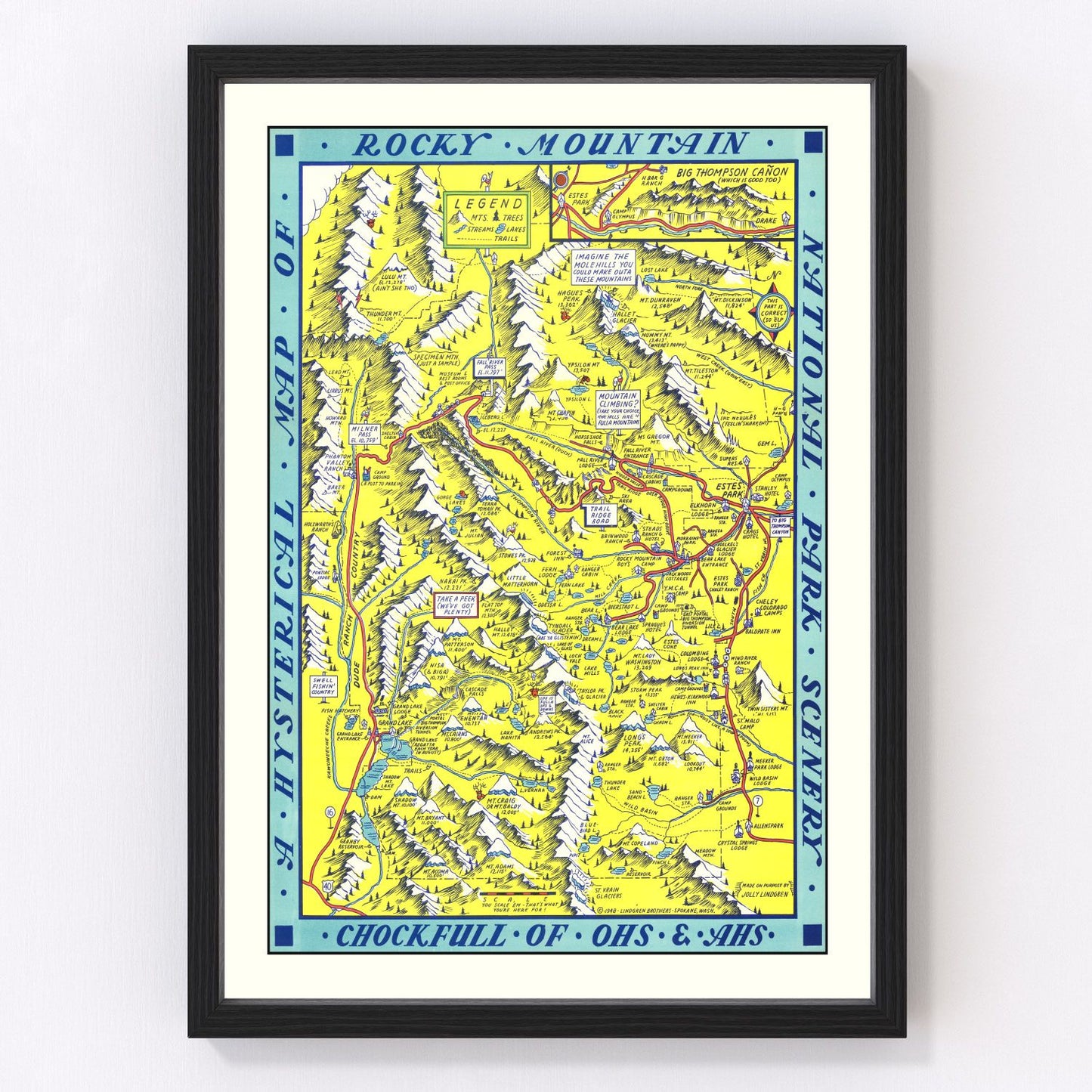 Vintage Map of Rocky Mountain National Park 1948