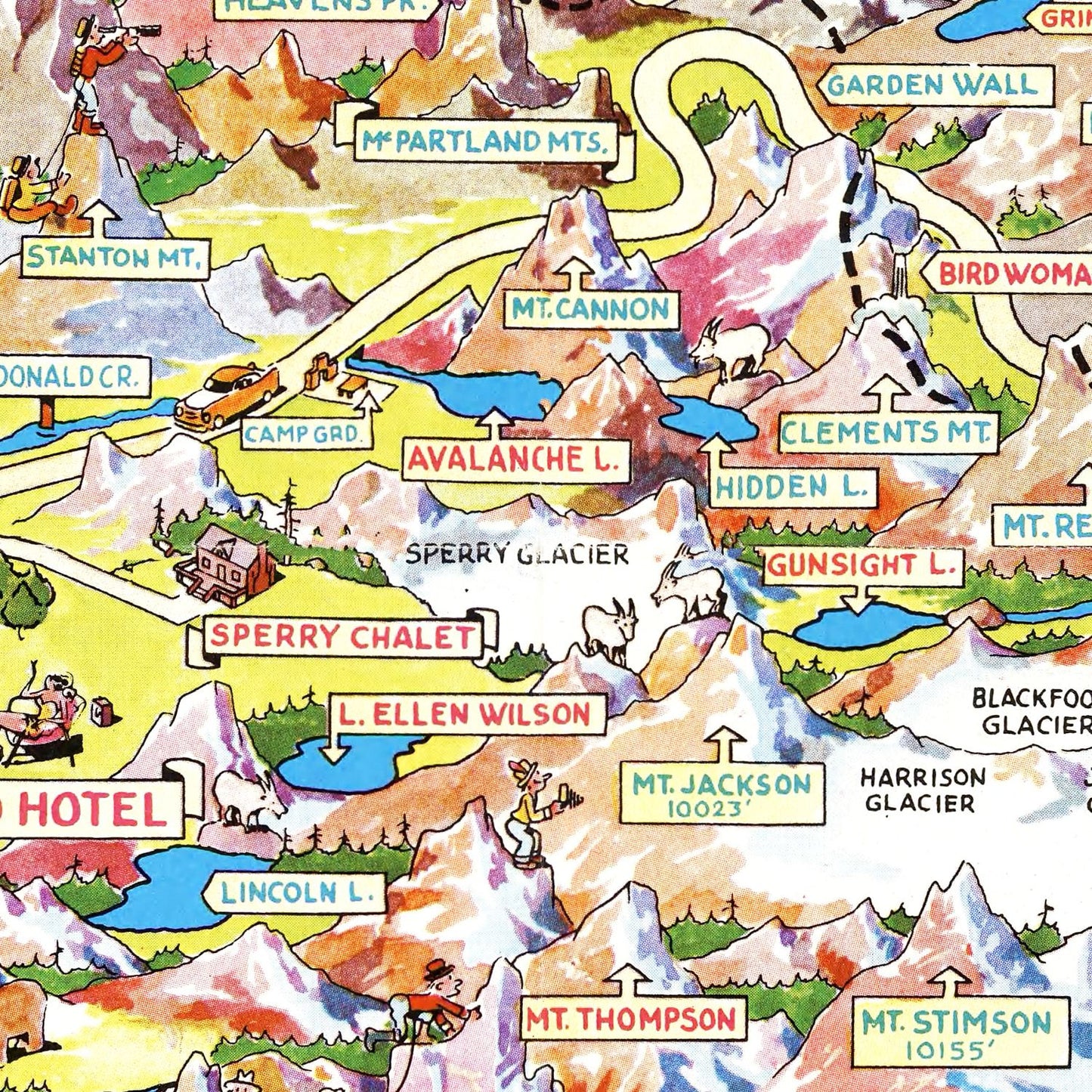 Vintage Map of Glacier National Park 1953