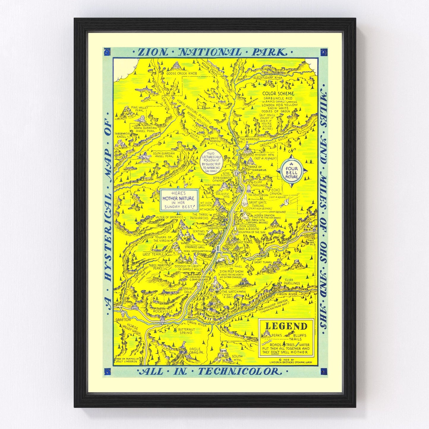 Vintage Map of Zion National Park, 1939