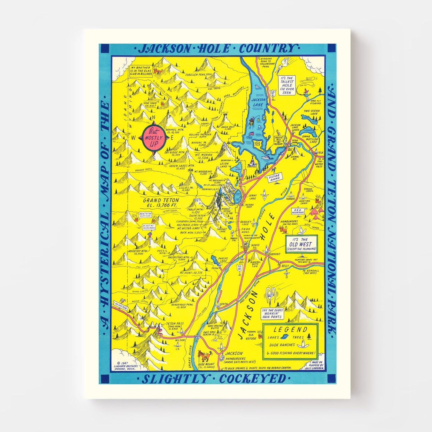 Vintage Map of Grand Teton National Park, 1947
