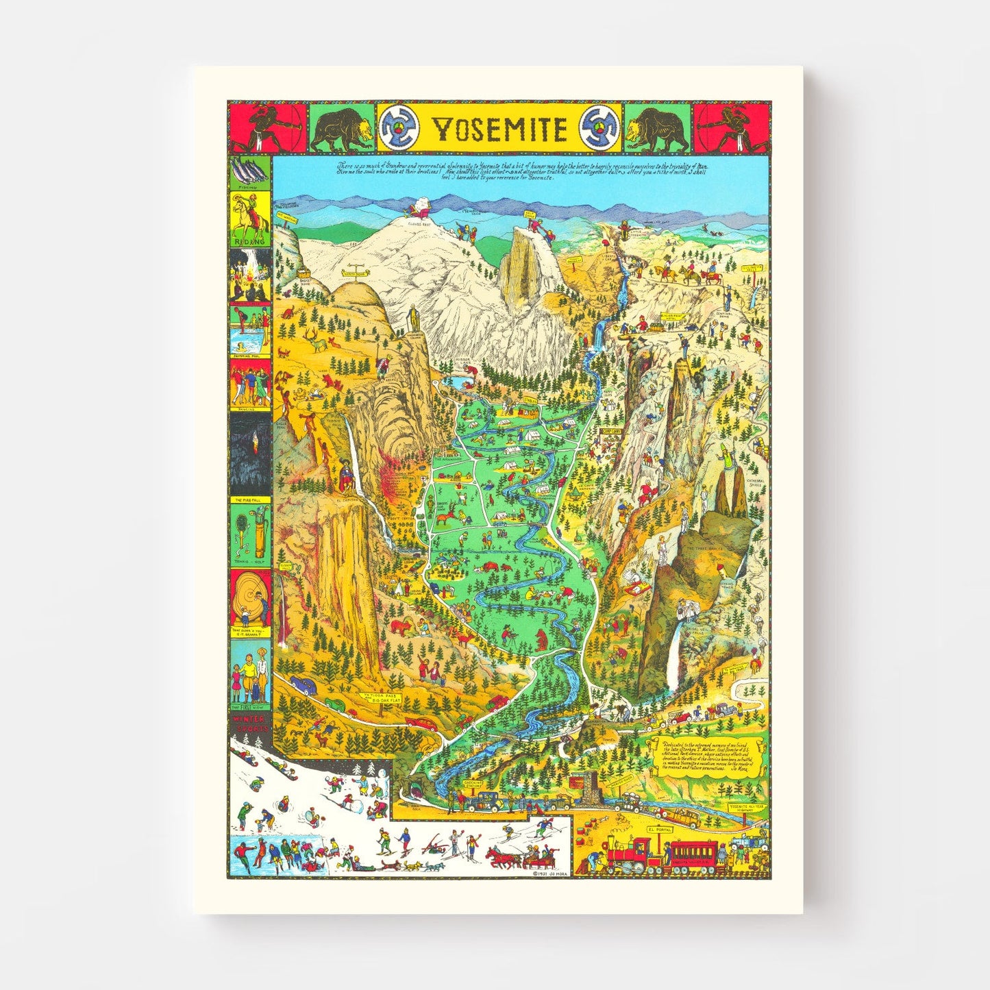 Vintage Map of Yosemite National Park, 1931