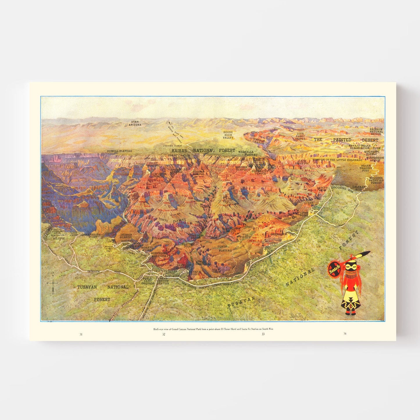 Vintage Map of Grand Canyon National Park, 1929