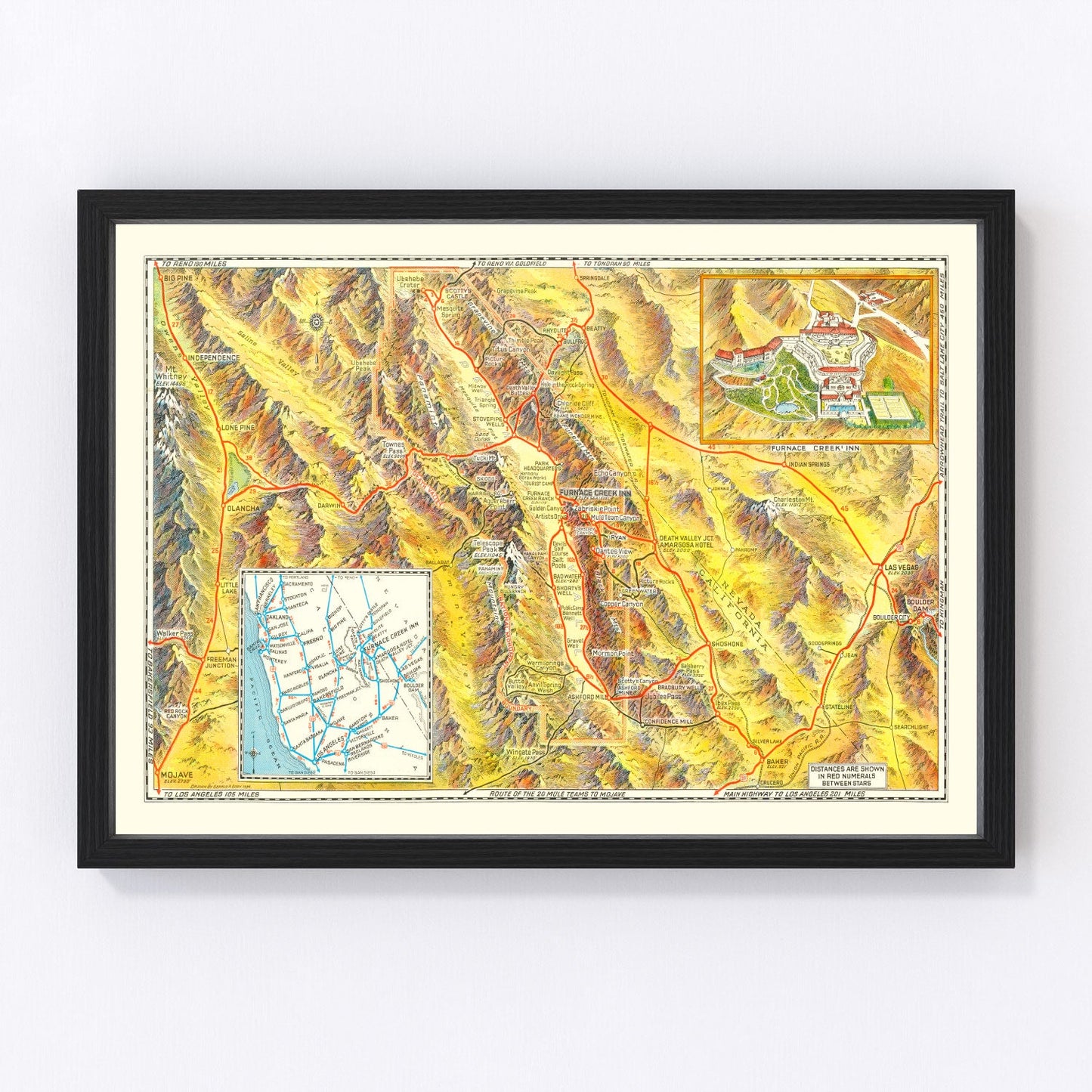 Vintage Map of Death Valley National Park, 1934