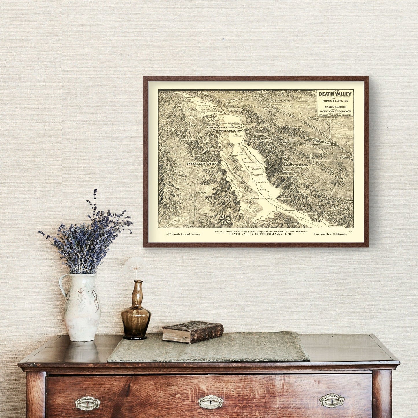 Vintage Map of Death Valley National Park, 1929